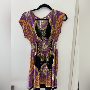 Cristinalove Purple and Gold Midi Dress